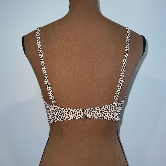 Shade & Shore Light Lift V-Wire Ribbed Bikini Top Animal Print Women's 34D - Picture 6 of 12